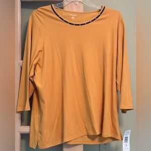 Allison Daley Mustard 3/4 Sleeve Top